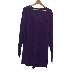 Torrid 2 2X Purple V-Neck Cotton Blend Shaker‎ Stitch Knit Pullover Sweater Plus